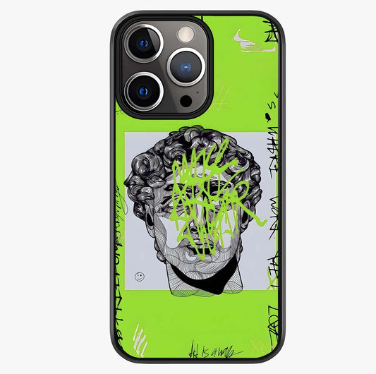 Neo Graffiti Rebellion Glass Case showing full back design in clean flat view with glossy glass finish.