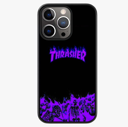 Neon Flame Riot Glass Case showing full back design in clean flat view with glossy glass finish.