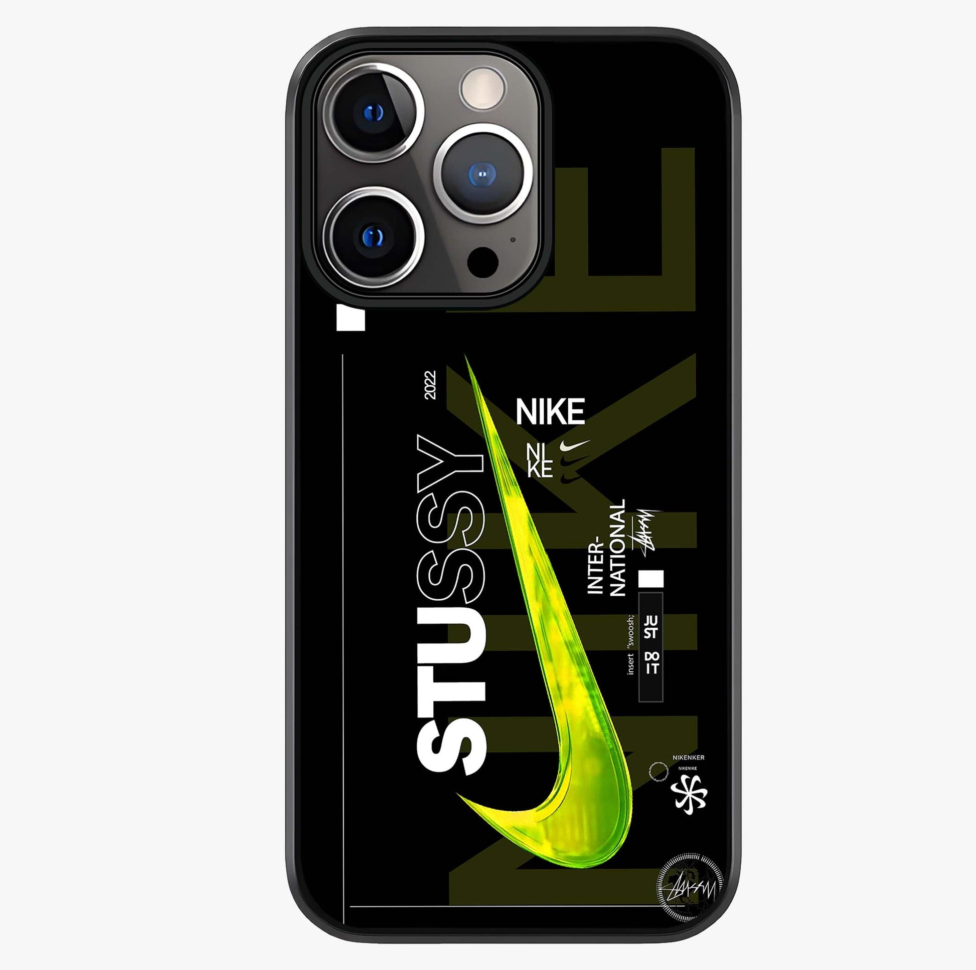 Neon Street Edition Glass Case showing full back design in clean flat view with glossy glass finish.
