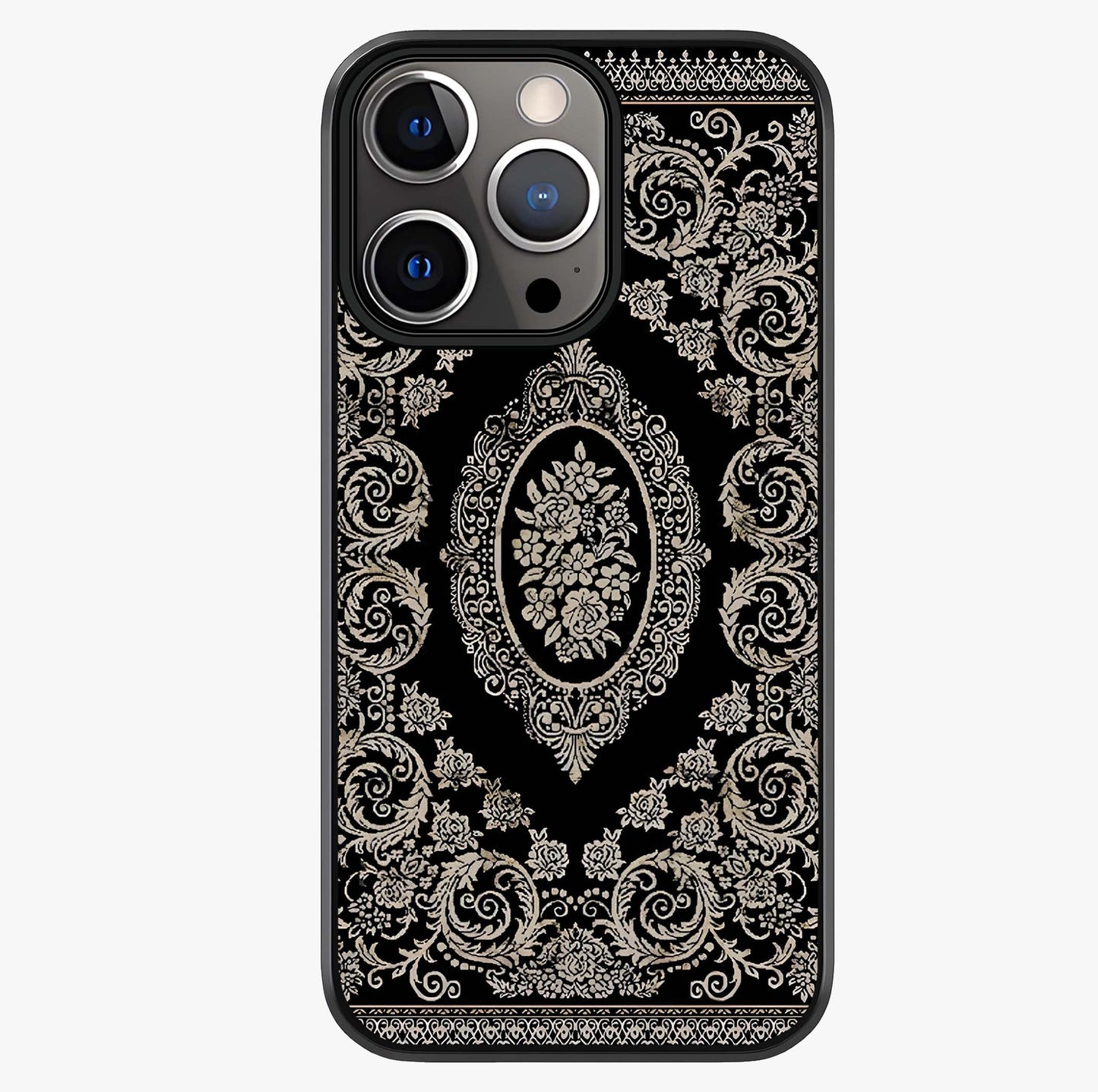 Noir Bloom Elegance Glass Case showing full back design in clean flat view with glossy glass finish.
