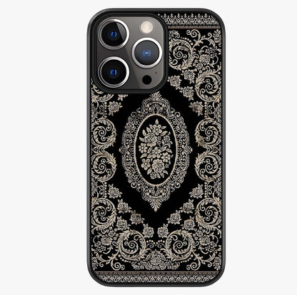 Noir Bloom Elegance Glass Case showing full back design in clean flat view with glossy glass finish.
