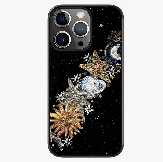 Pearls Universe Object Glass Case showing full back design in clean flat view with glossy glass finish.