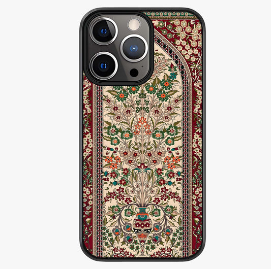 Persian Inspired Glass Case showing full back design in clean flat view with glossy glass finish.