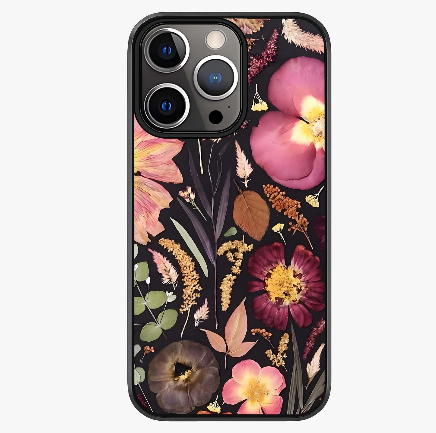 Petal Dream Tapestry Glass Case showing full back design in clean flat view with glossy glass finish.