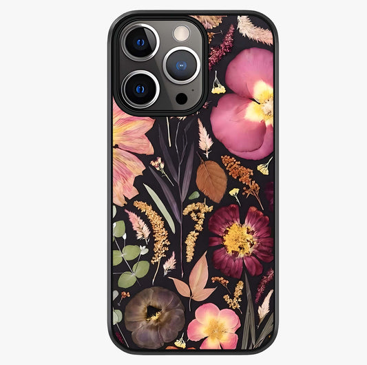 Petal Dream Tapestry Glass Case showing full back design in clean flat view with glossy glass finish.