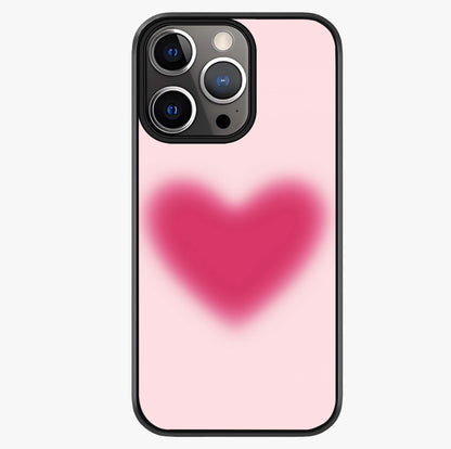 Pink Aura Heart Glass Case showing full back design in clean flat view with glossy glass finish.