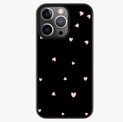 Pink Love Drops Glass Case showing full back design in clean flat view with glossy glass finish.