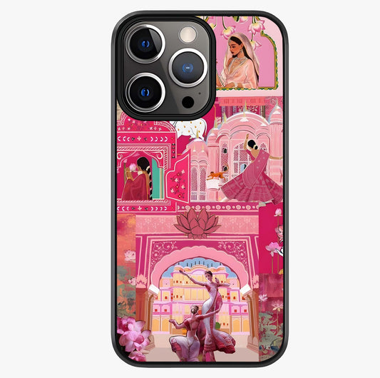Pink Palace Muse Glass Case showing full back design in clean flat view with glossy glass finish.