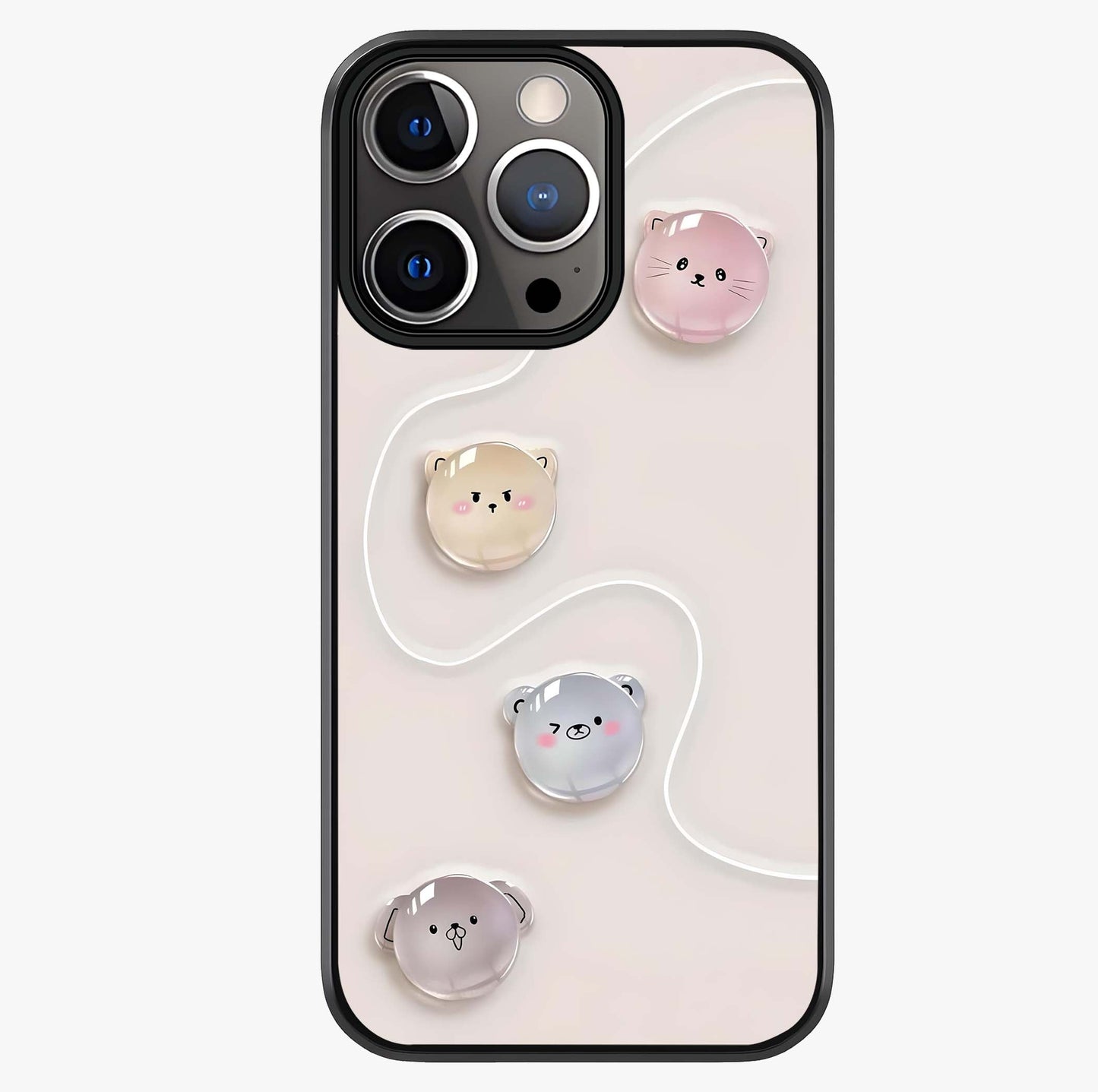 Puffy Face Parade Glass Case showing full back design in clean flat view with glossy glass finish.