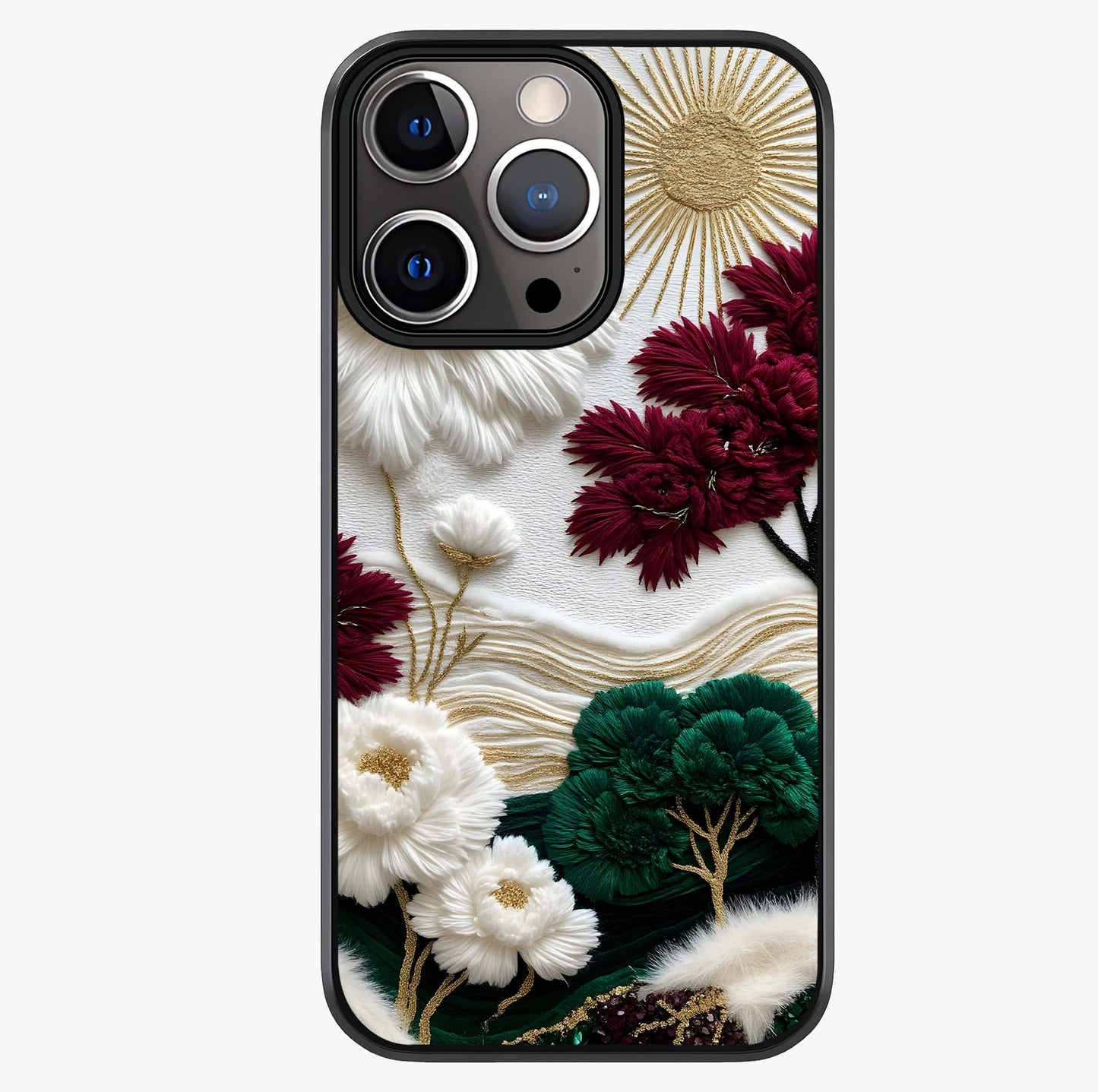 Radiant Bloom Elegance Glass Case showing full back design in clean flat view with glossy glass finish.