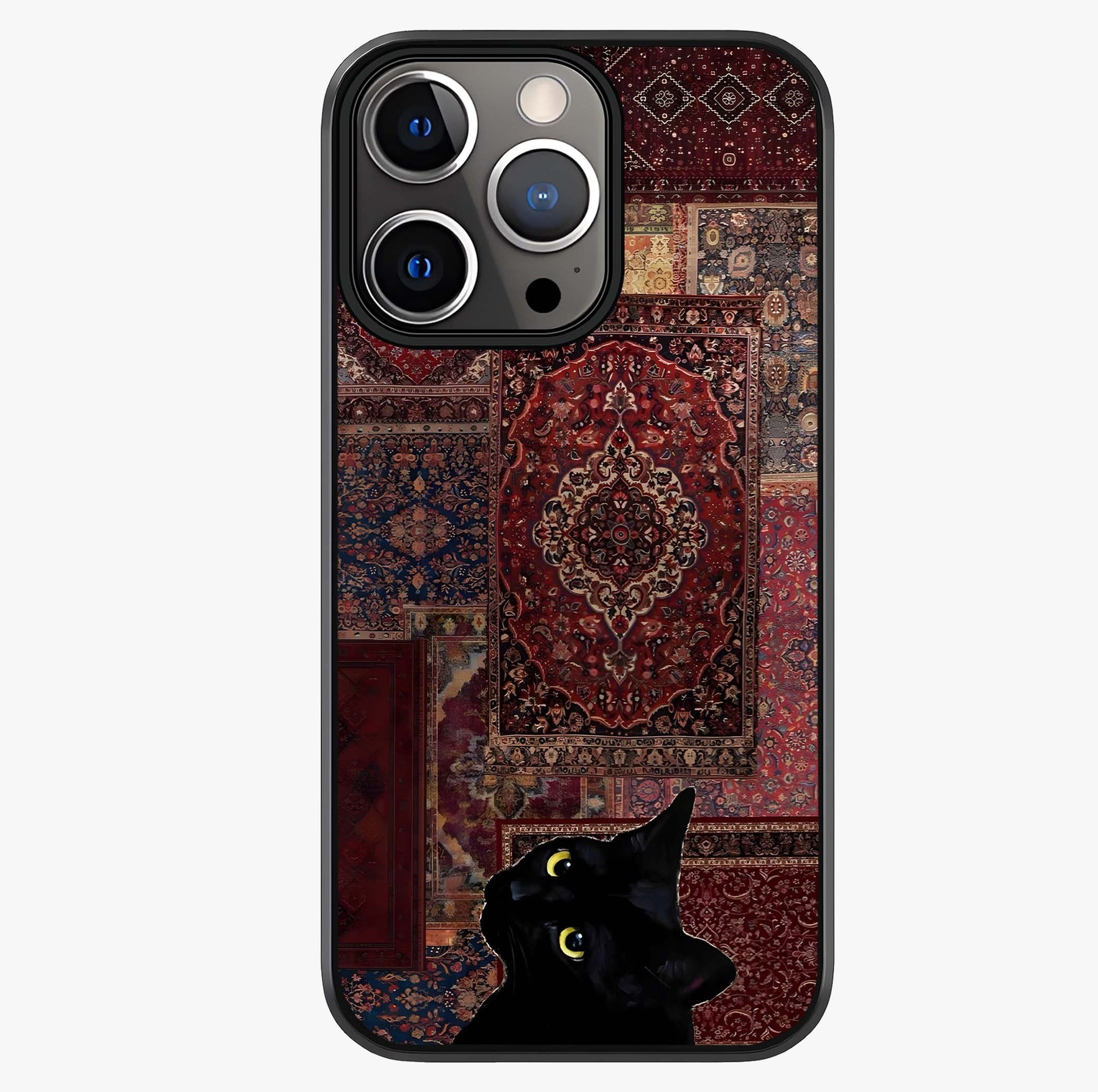 Regal Magic Cat Apple Glass Case showing full back design in clean flat view with glossy glass finish.