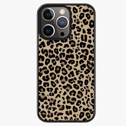 Savage Chic Pattern Glass Case showing full back design in clean flat view with glossy glass finish.