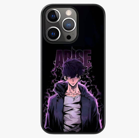 Shadow Monarch Awakening Glass Case showing full back design in clean flat view with glossy glass finish.