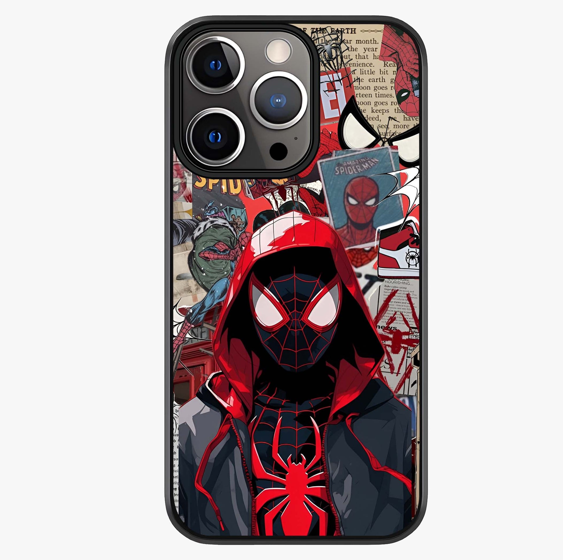 Spider Collage Street Glass Case showing full back design in clean flat view with glossy glass finish.