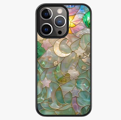 Stained Sunrise Glow Glass Case showing full back design in clean flat view with glossy glass finish.