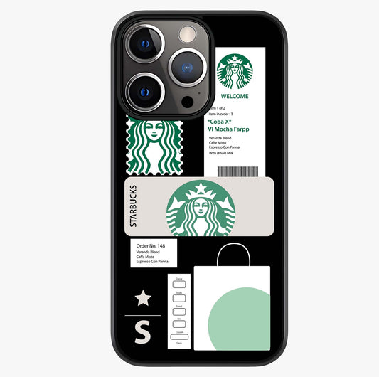 Starbucks Mocha Glass Case showing full back design in clean flat view with glossy glass finish.
