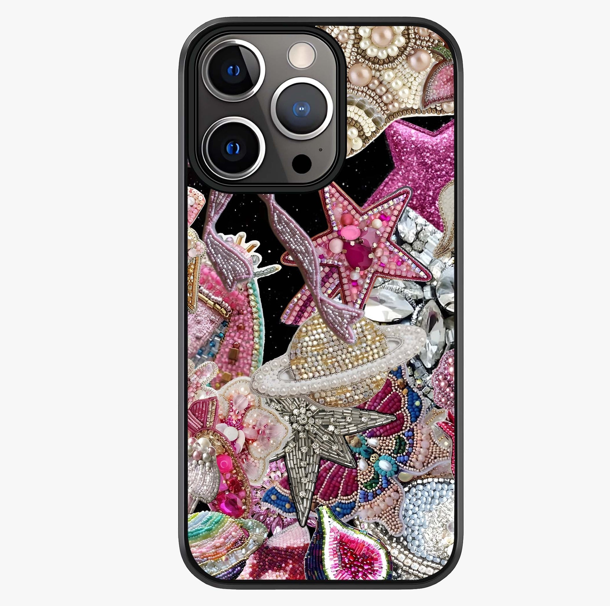 Starlit Jewel Dream Glass Case showing full back design in clean flat view with glossy glass finish.