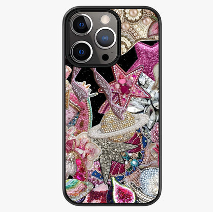 Starlit Jewel Dream Glass Case showing full back design in clean flat view with glossy glass finish.