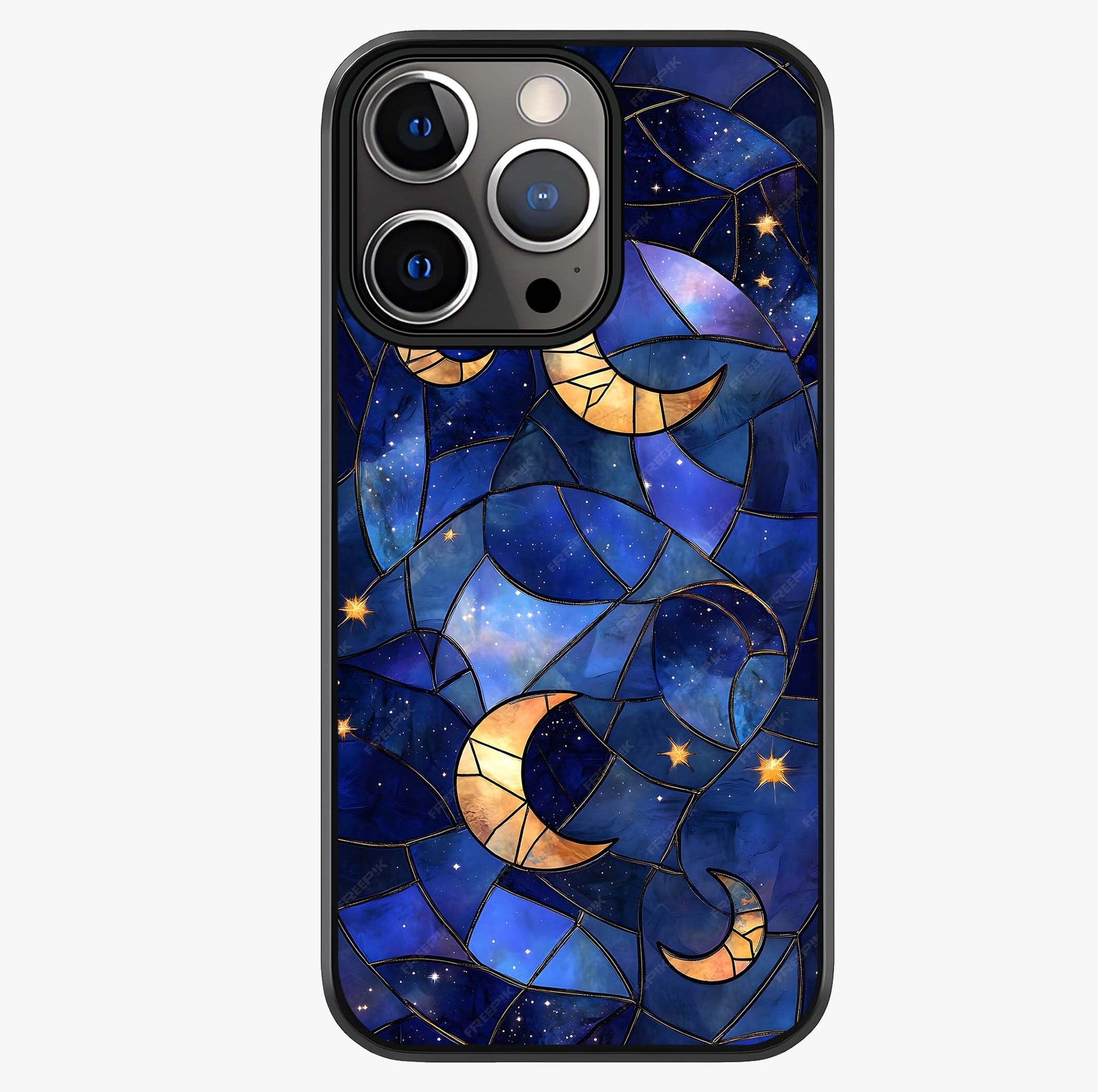 Starlit Sky Tapestry Glass Case showing full back design in clean flat view with glossy glass finish.