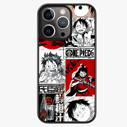 Strawhat Chaos Panels Glass Case showing full back design in clean flat view with glossy glass finish.