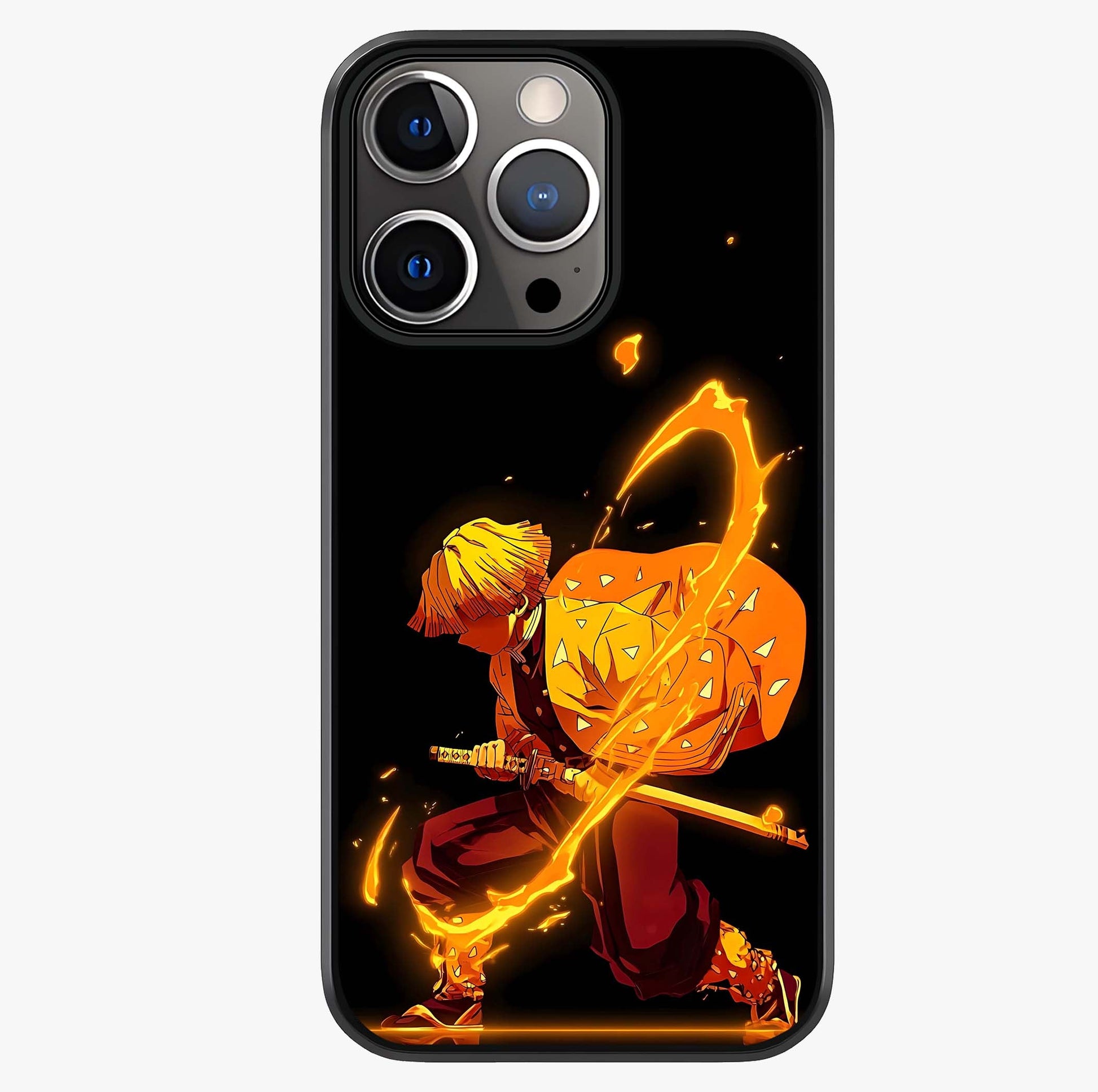 Thunder Flame Execution Glass Case showing full back design in clean flat view with glossy glass finish.