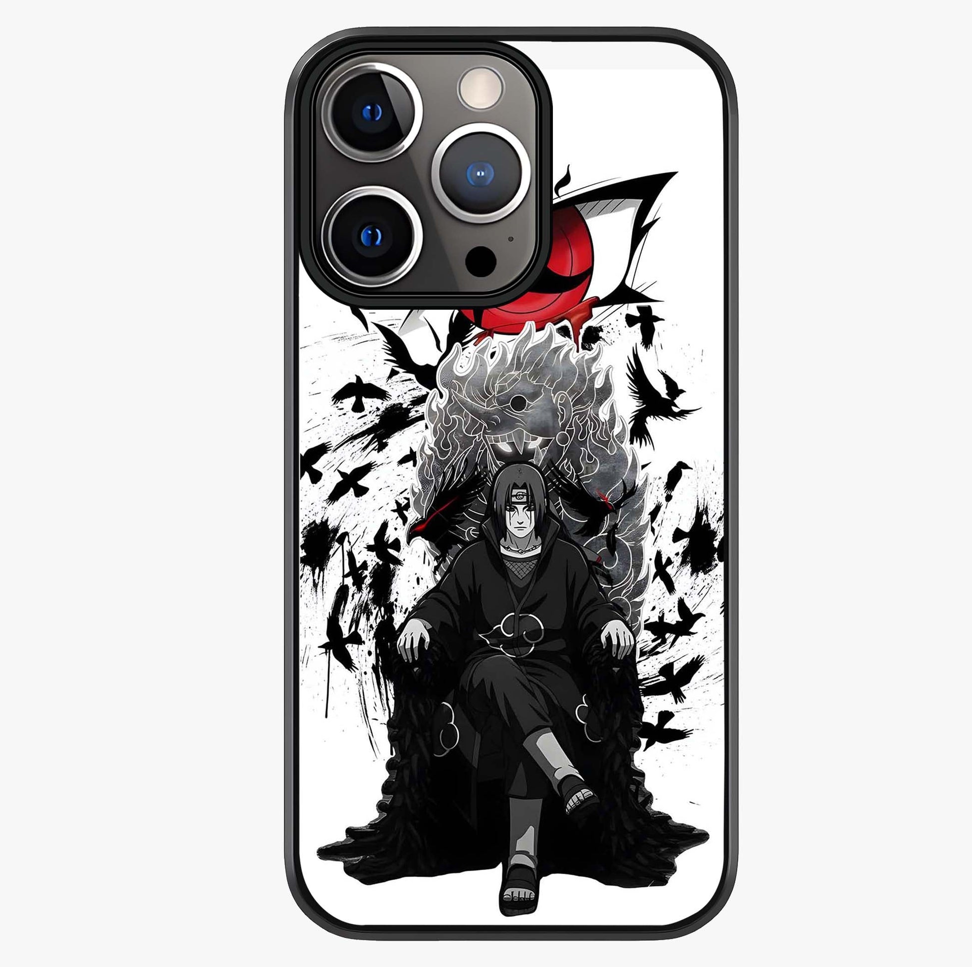 Uchiha Shadow Throne Glass Case showing full back design in clean flat view with glossy glass finish.
