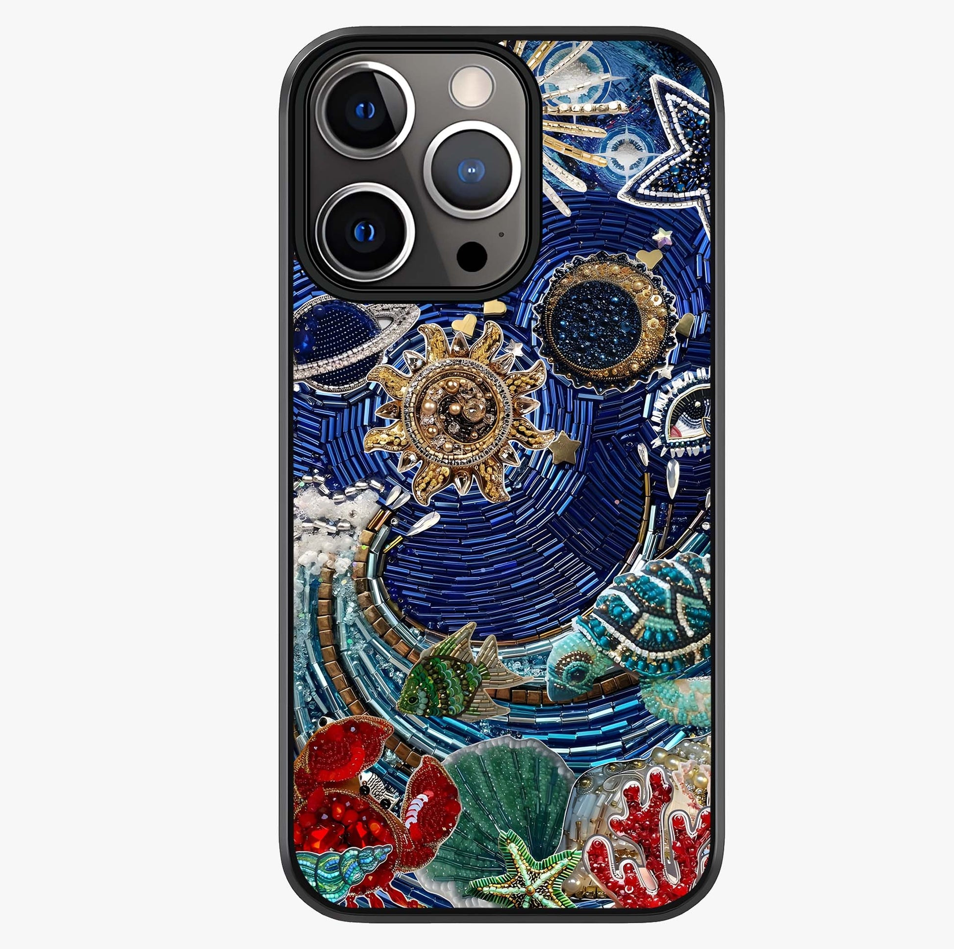 Universe Underwater Spark Glass Case showing full back design in clean flat view with glossy glass finish.
