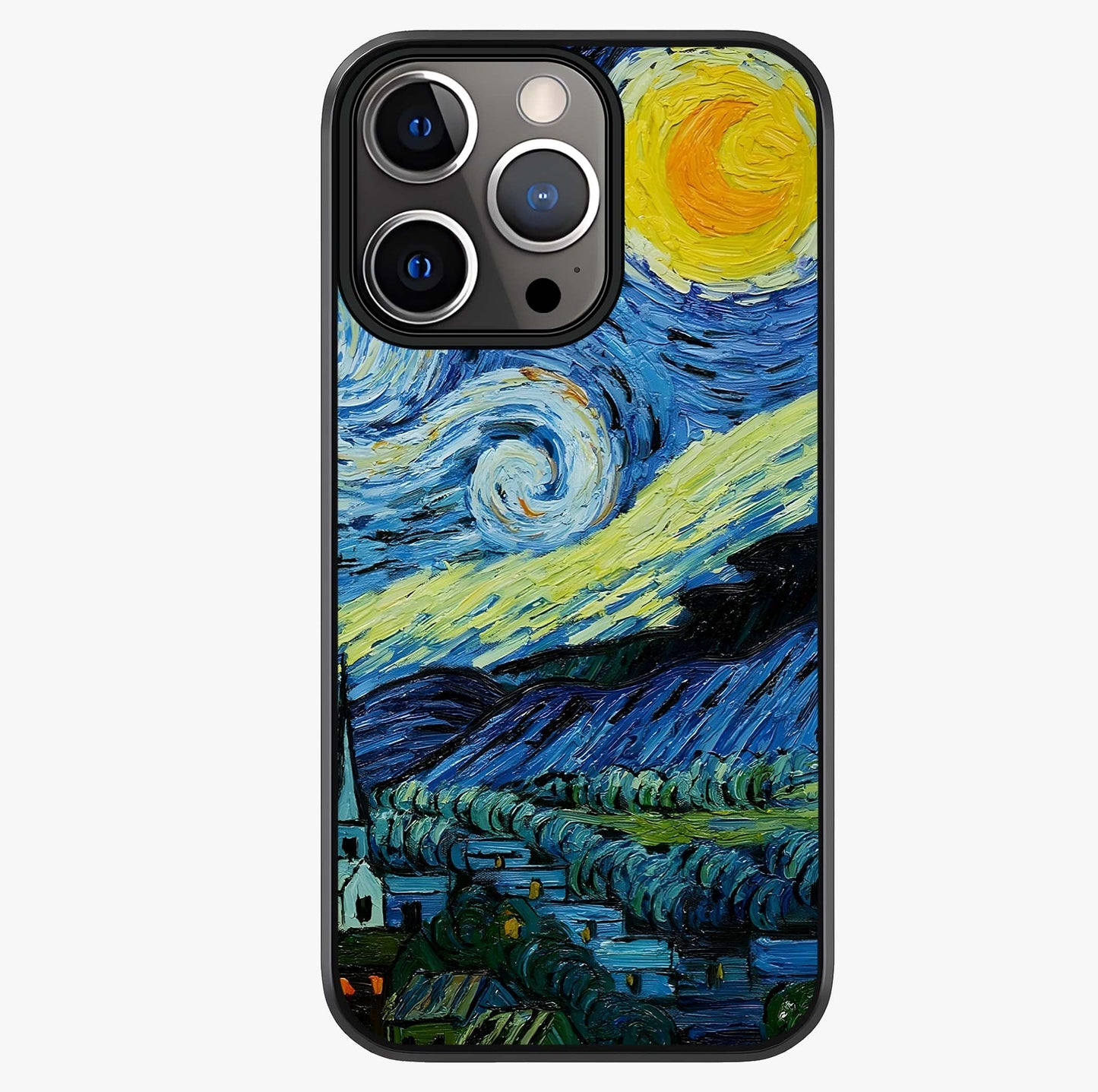 Van Gogh Art Glass Case showing full back design in clean flat view with glossy glass finish.