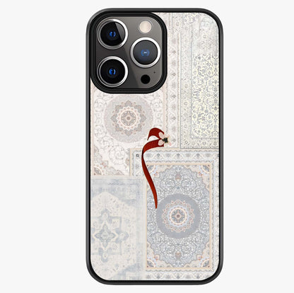 White Aesthetic Bow Glass Case showing full back design in clean flat view with glossy glass finish.