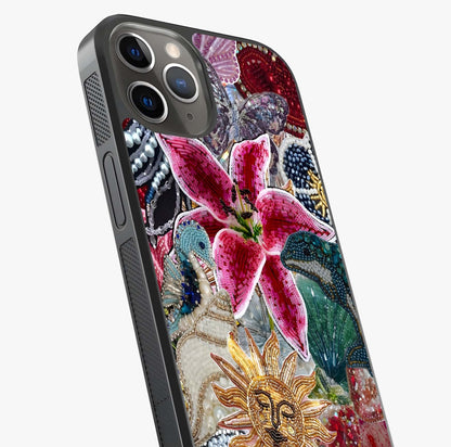 Beaded Garden Fantasy Glass Case captured at a warm angle highlighting gloss, texture and premium glass finish.