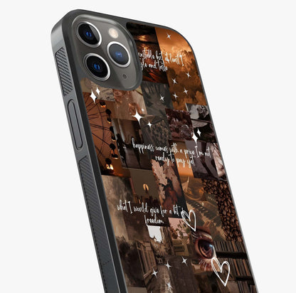Bittersweet Aesthetic Chaos Glass Case captured at a warm angle highlighting gloss, texture and premium glass finish.