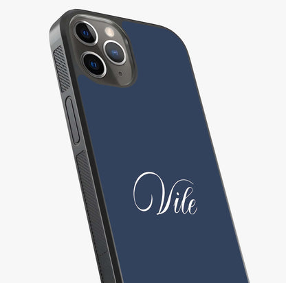 Blue Background Personalized Custom Name Glass Case captured at a warm angle highlighting gloss, texture and premium glass finish.