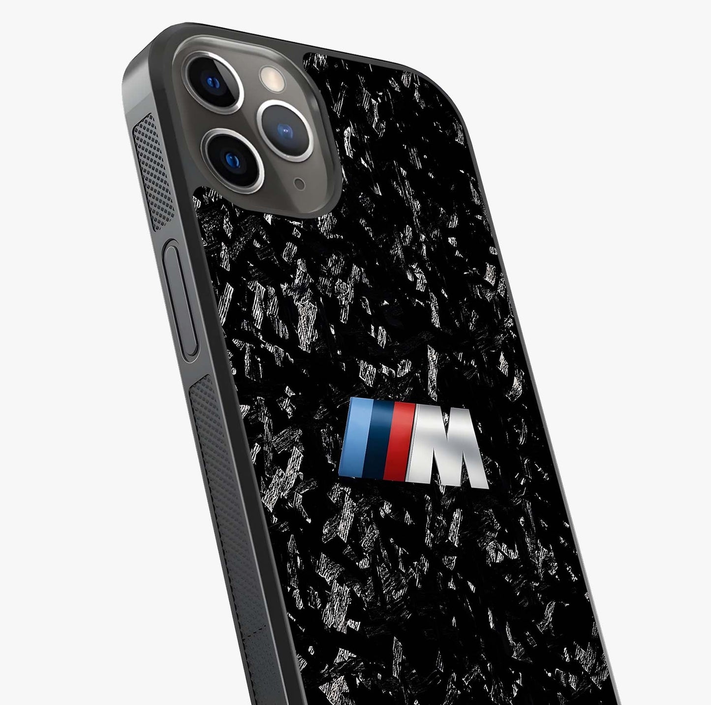 Carbon Speed Mark Glass Case captured at a warm angle highlighting gloss, texture and premium glass finish.