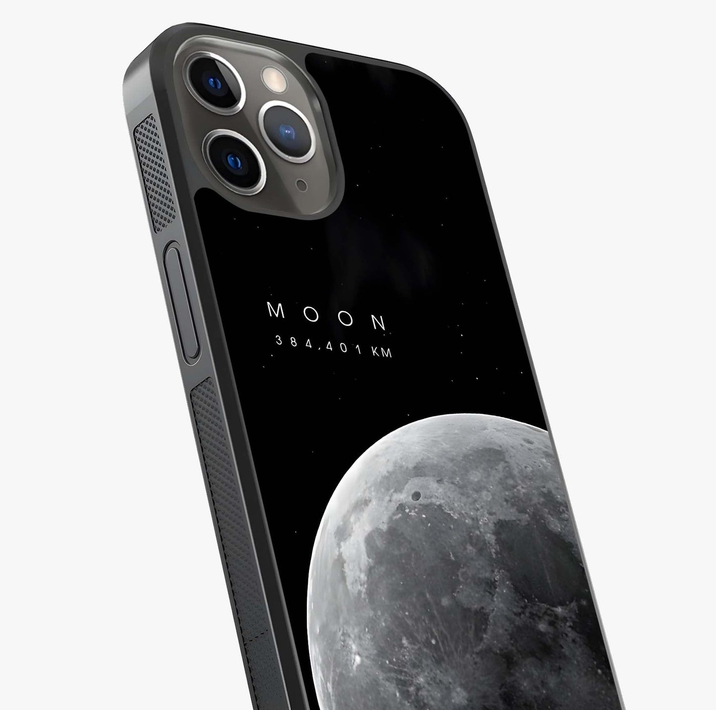 Cosmic Moon Glow Glass Case captured at a warm angle highlighting gloss, texture and premium glass finish.