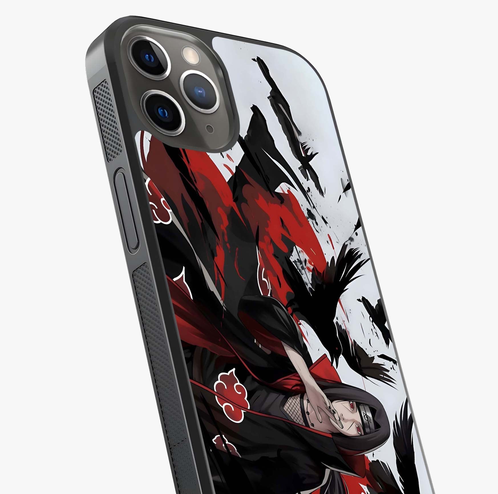 Crimson Crow Illusion Glass Case captured at a warm angle highlighting gloss, texture and premium glass finish.