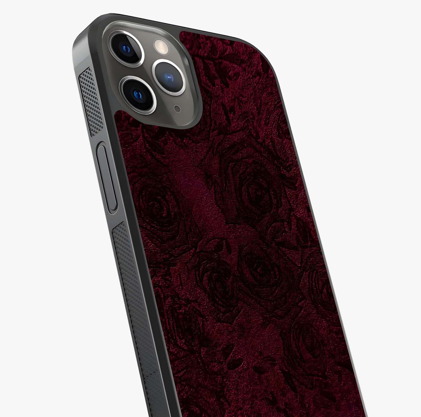 Crimson Fade Flow Glass Case captured at a warm angle highlighting gloss, texture and premium glass finish.