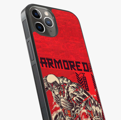Crimson Mecha Titan Glass Case captured at a warm angle highlighting gloss, texture and premium glass finish.