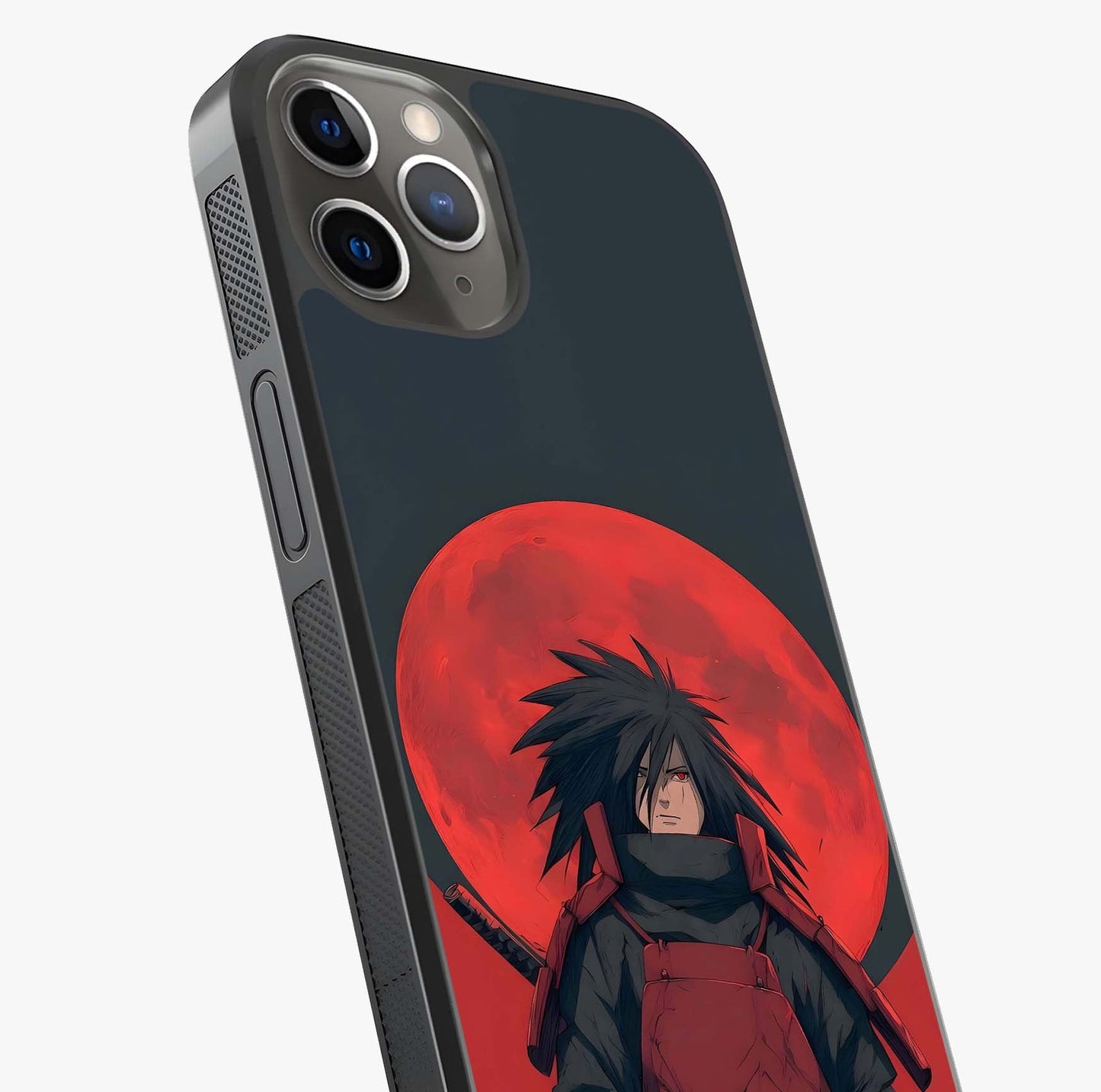 Crimson Moon Warlord Glass Case captured at a warm angle highlighting gloss, texture and premium glass finish.