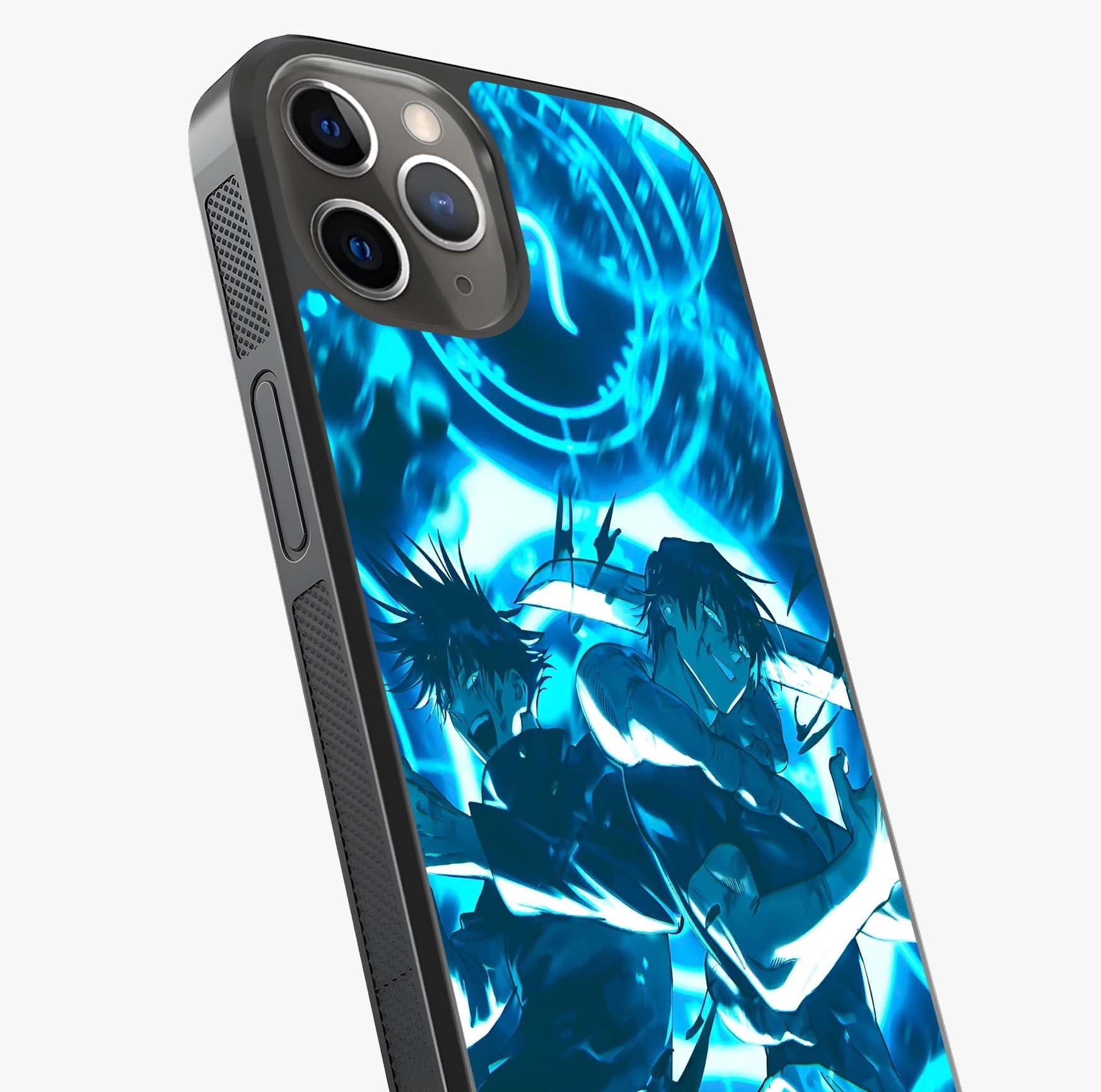 Cursed Energy Clash Glass Case captured at a warm angle highlighting gloss, texture and premium glass finish.