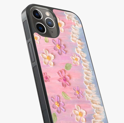 Dreamy Painted Garden Glass Case captured at a warm angle highlighting gloss, texture and premium glass finish.