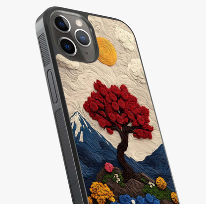 Eternal Nature Tapestry Glass Case captured at a warm angle highlighting gloss, texture and premium glass finish.