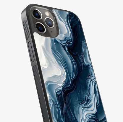 Ethereal Paper Marble Glass Case captured at a warm angle highlighting gloss, texture and premium glass finish.