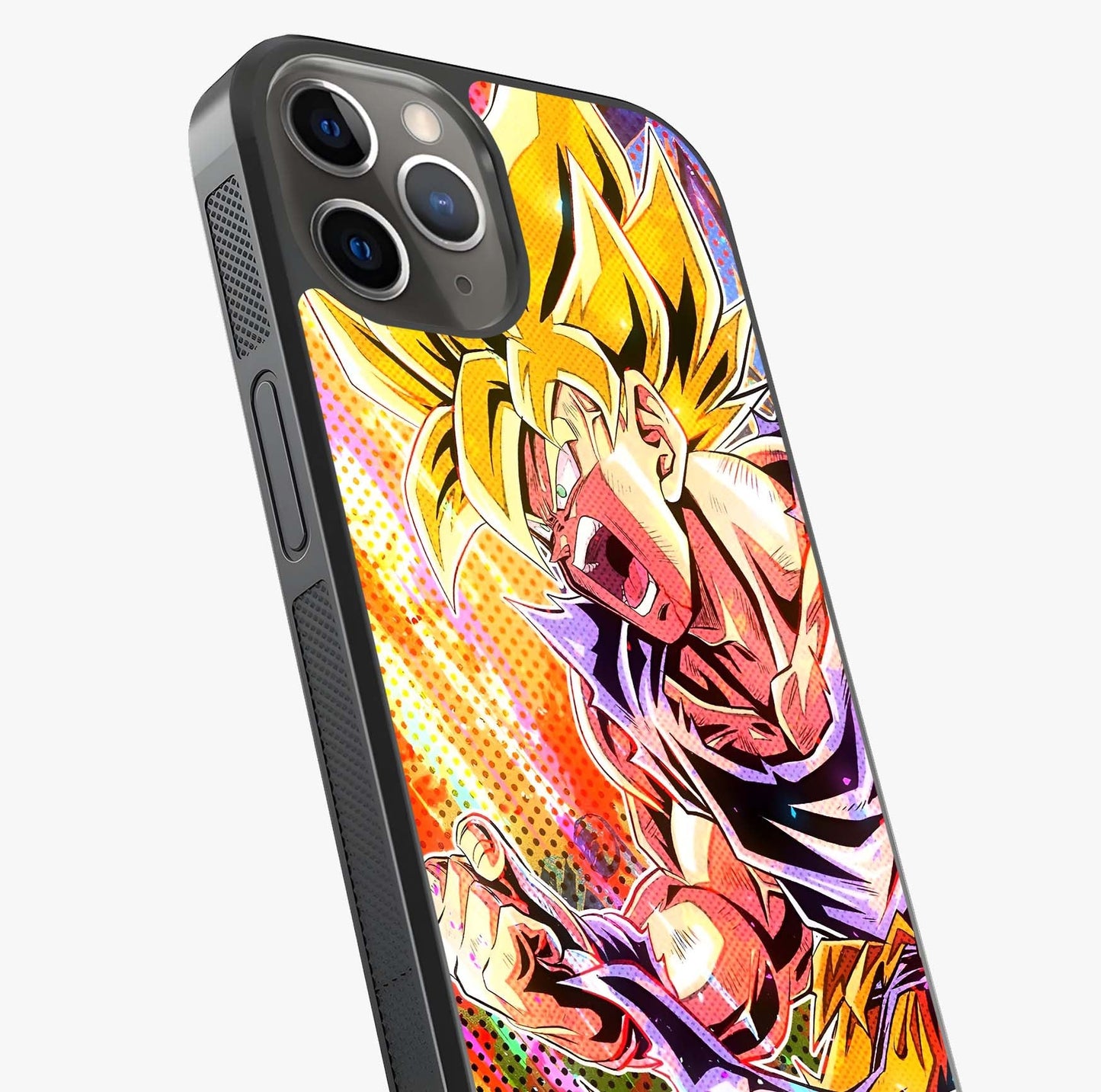 Firing Goku Glass Case captured at a warm angle highlighting gloss, texture and premium glass finish.