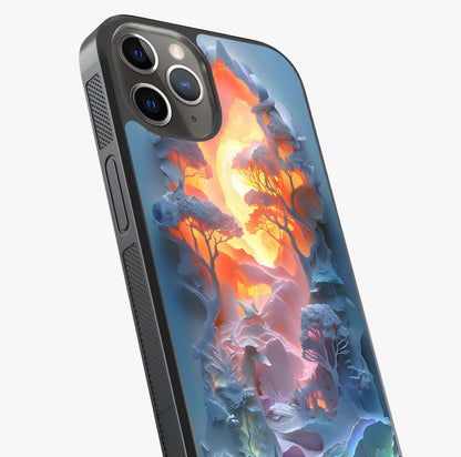 Glow Forest Portal Glass Case captured at a warm angle highlighting gloss, texture and premium glass finish.