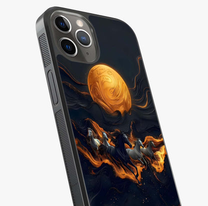 Golden Stallion Moonride Glass Case captured at a warm angle highlighting gloss, texture and premium glass finish.