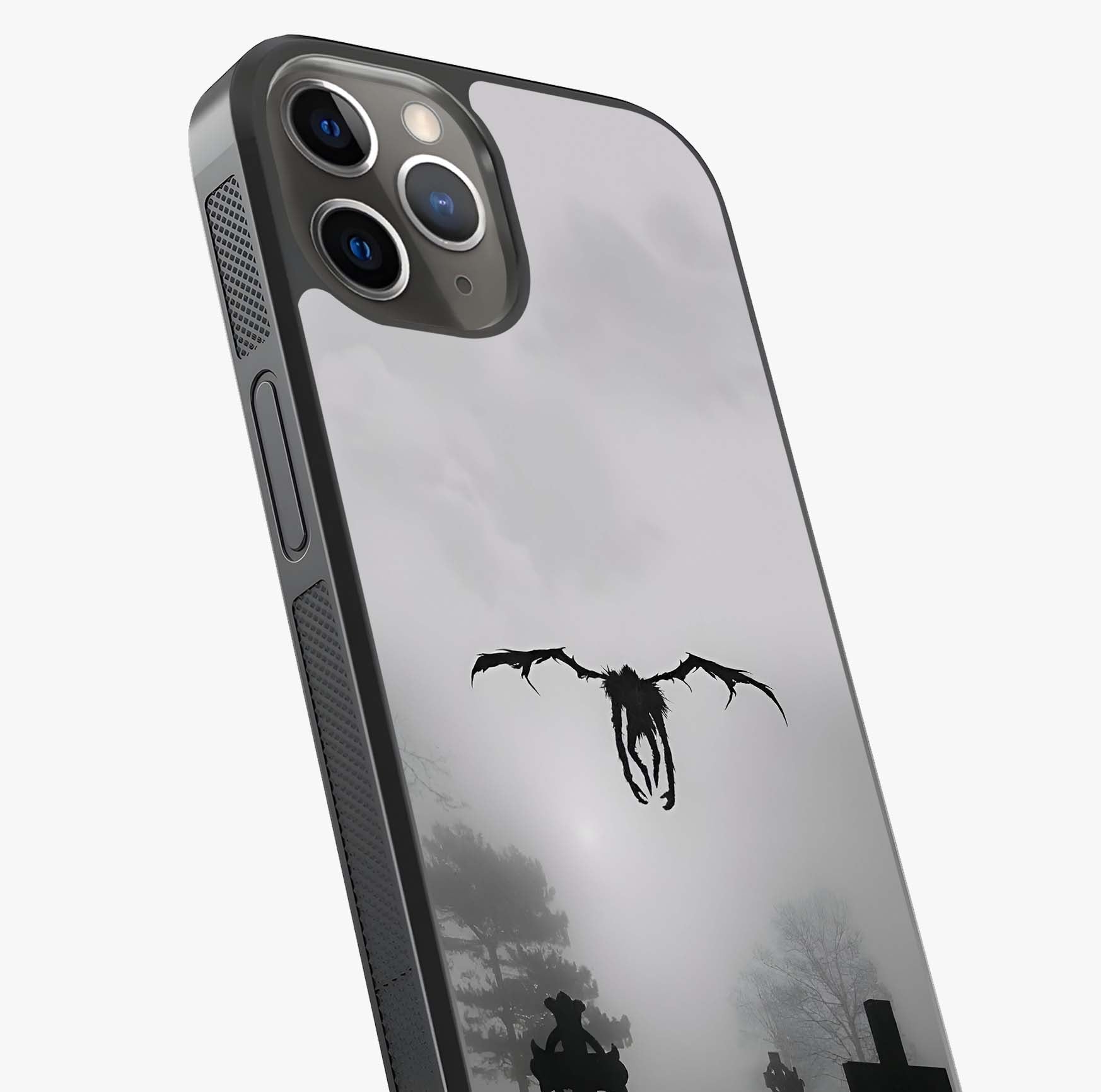 Graveyard Shadow Descent Glass Case captured at a warm angle highlighting gloss, texture and premium glass finish.