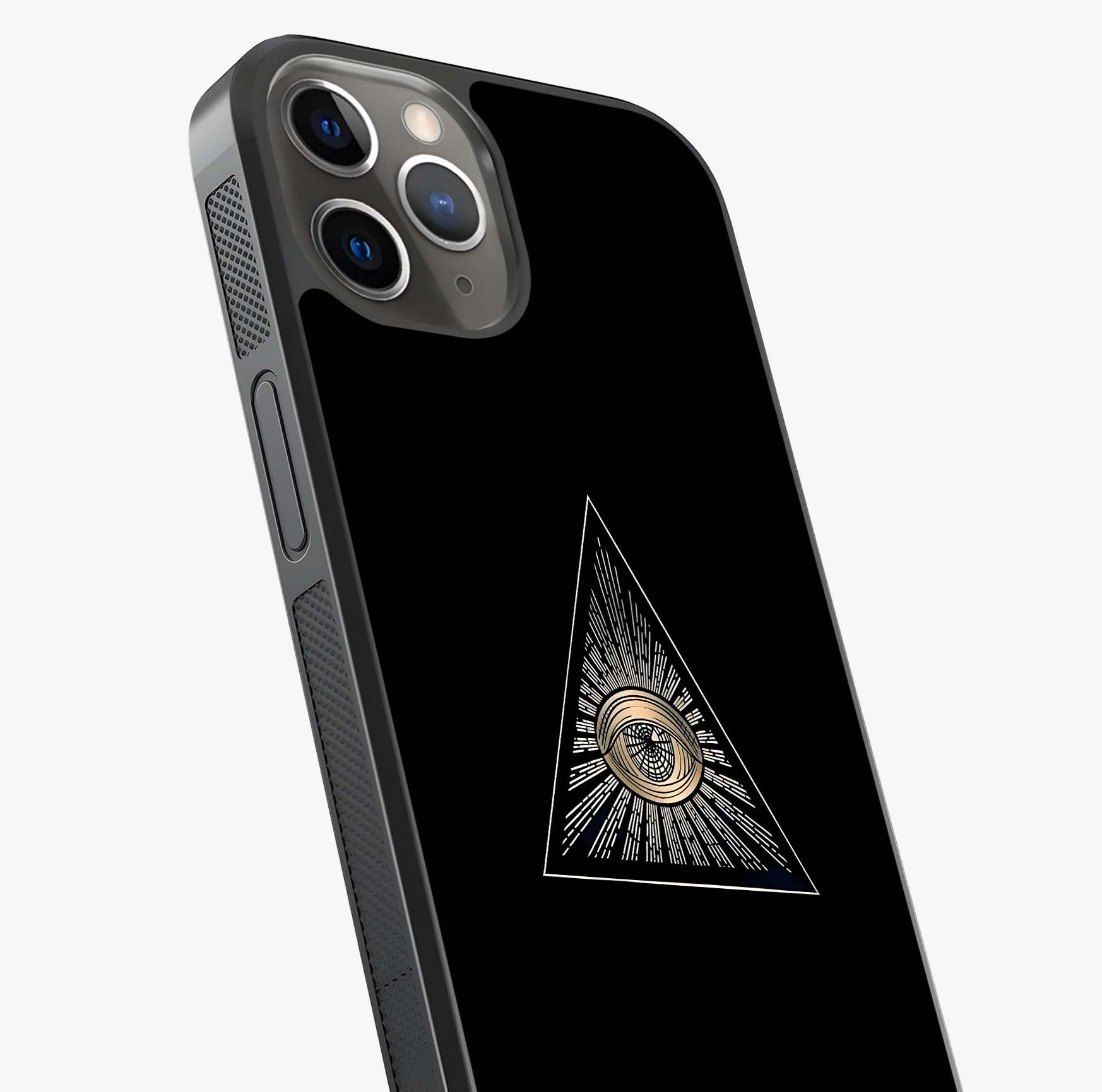 Illuminati Evil Glass Case captured at a warm angle highlighting gloss, texture and premium glass finish.