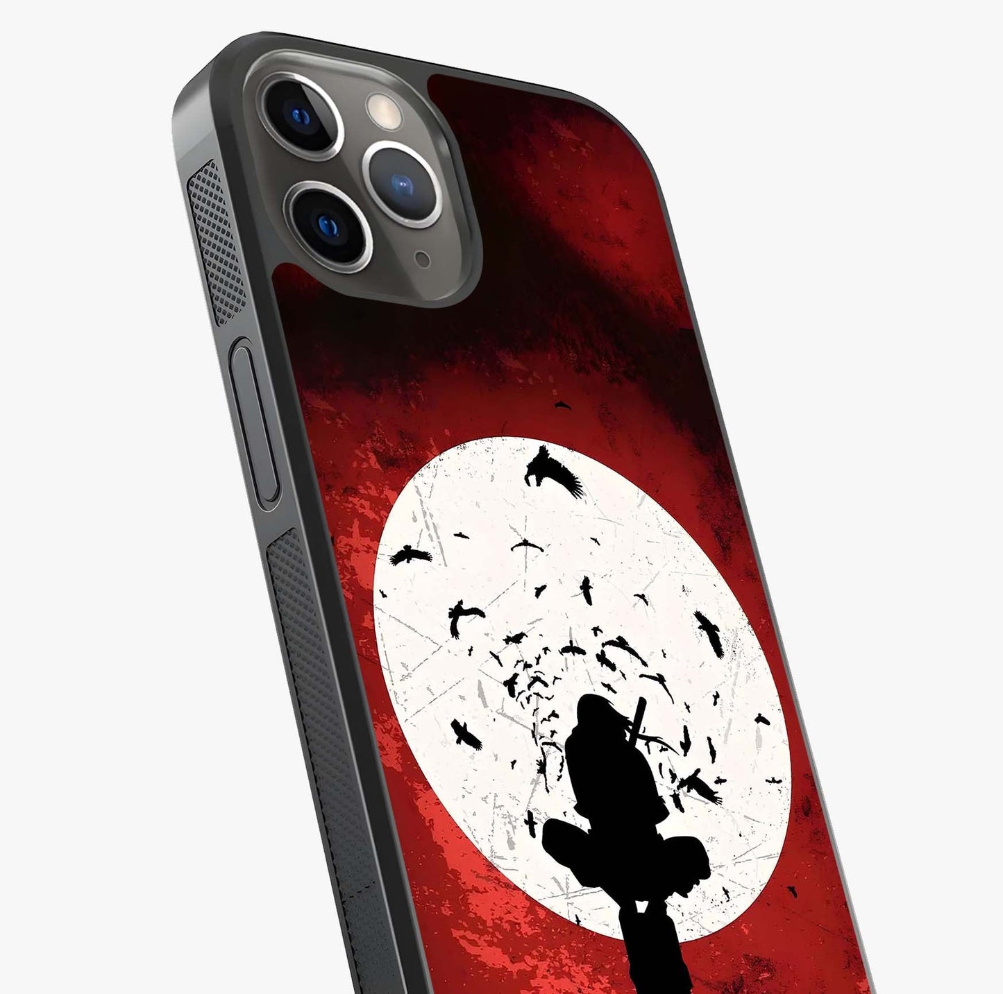 Itachi Limited Edition Naruto Anime Glass Case captured at a warm angle highlighting gloss, texture and premium glass finish.