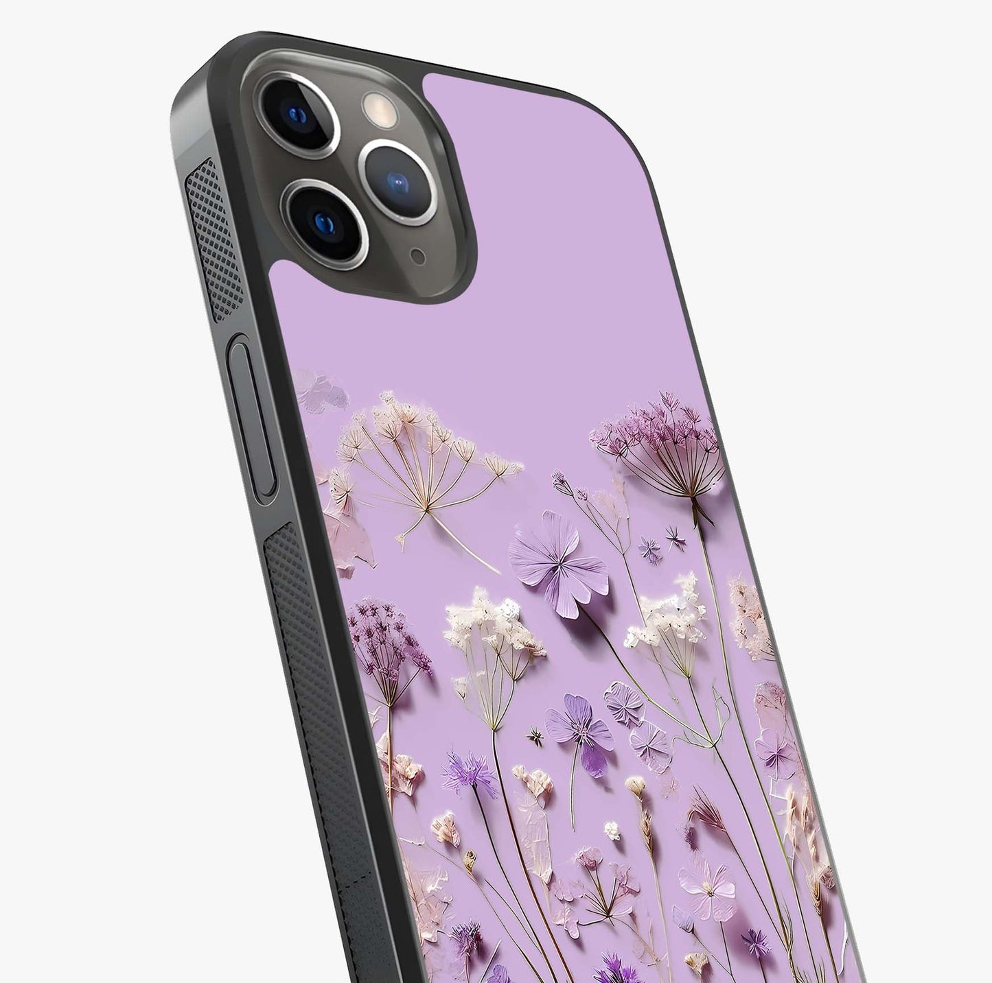 Lavender Blossom Dream Glass Case captured at a warm angle highlighting gloss, texture and premium glass finish.
