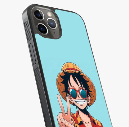 Luffy Summer Anime Vibe Glass Case captured at a warm angle highlighting gloss, texture and premium glass finish.